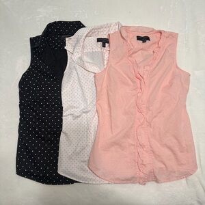 Banana Republic Sleeveless Button-Up Tops - Black, White, Pink